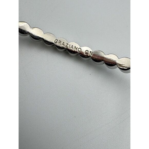 Set of 2 Graziano CN Silver Tone Stack Bangle Bracelets Pave Rhinestones‎ 8.5 - Picture 3 of 9